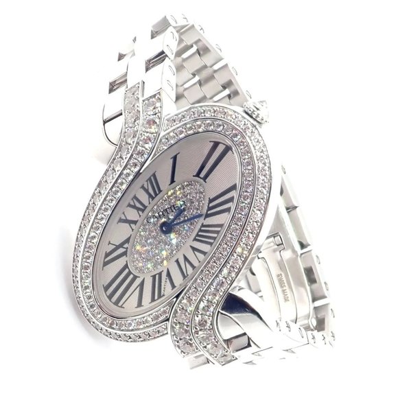 Authentic! Cartier Delices de Cartier 18k White Gold Diamond Quartz Watch 3380 main image 11
